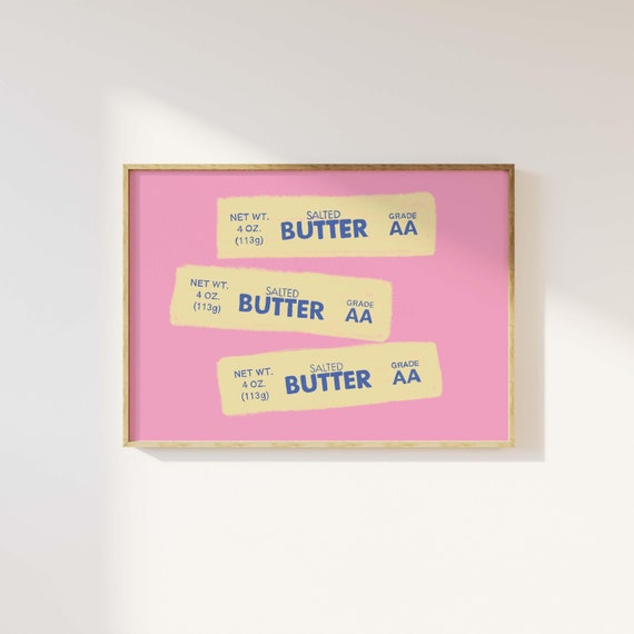 Butter Print, Digital Art Download, Cute Kitchen Decor, Butter Art Print, Trendy Wall Art, Funny Foodie Wall Art, Cooking Lover Gift