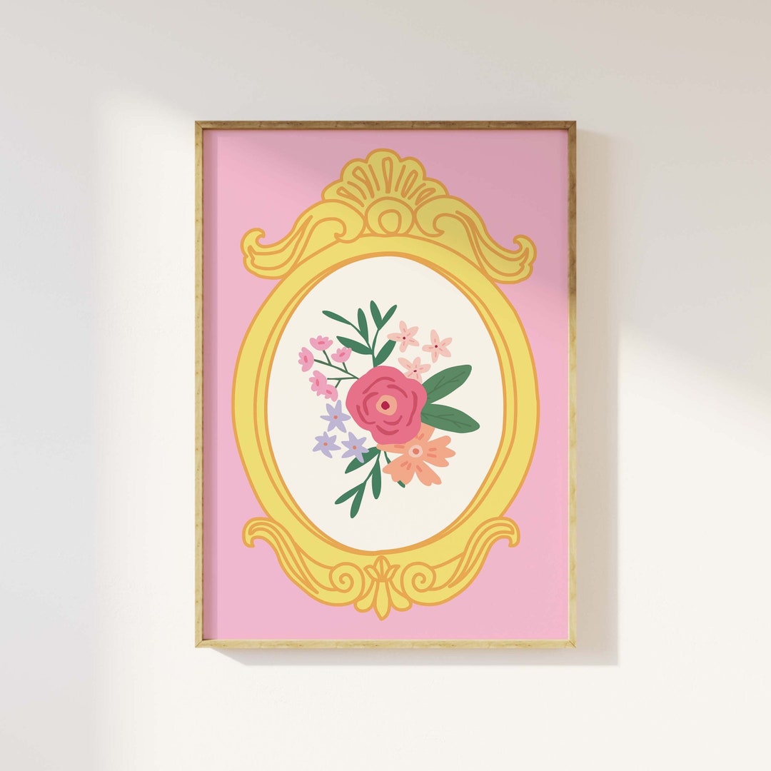 Vintage Floral Frame Print | Digital Art Download | Flower Printable ...