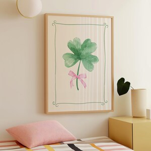 Coquette Shamrock-tryck, digital konstnedladdning, St Patricks Day-dekor, St Patricks-väggkonst, Shamrock-väggkonst, söt irländsk väggkonst bild 10