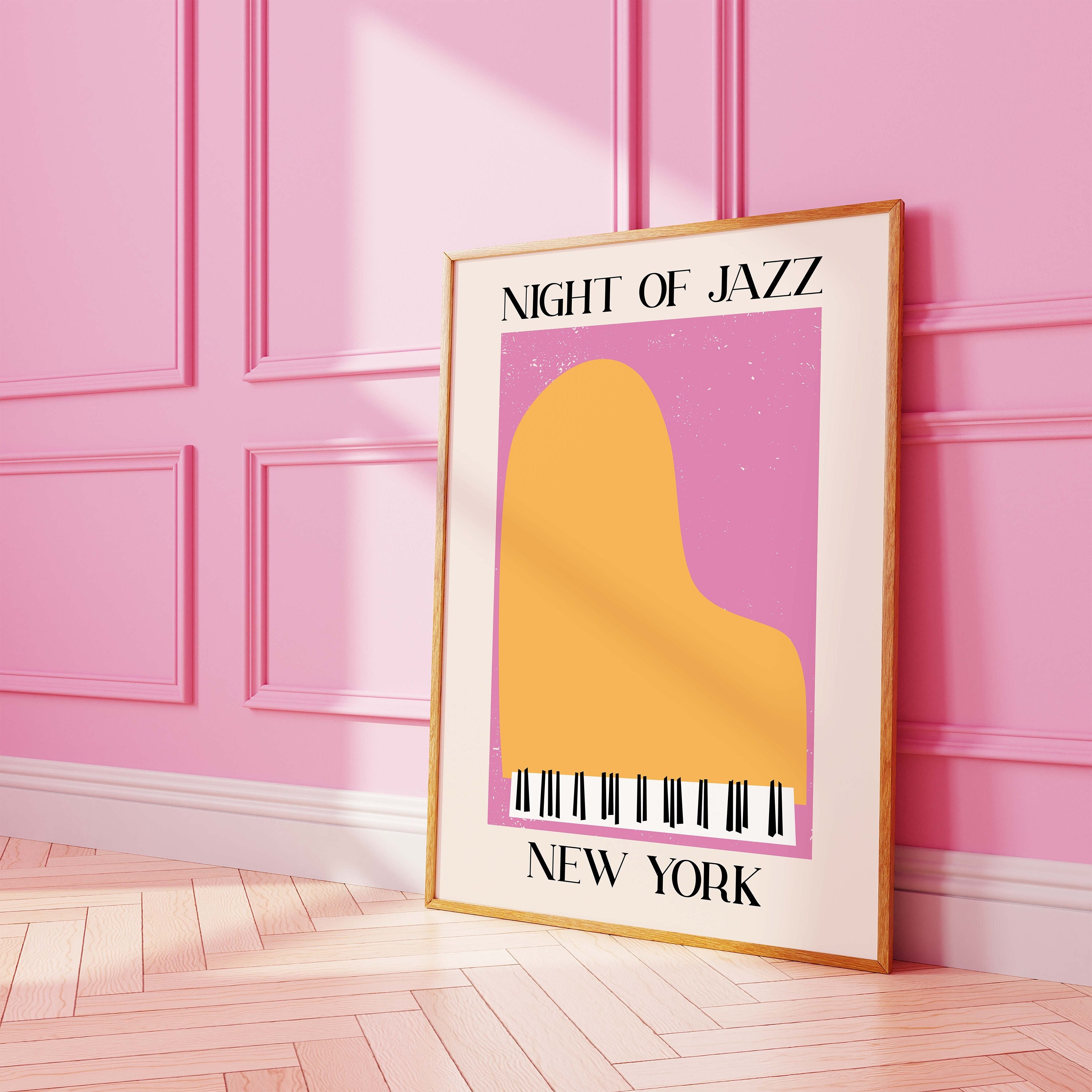 New York Jazz Print | Digital Art Download | Pink and Orange Jazz