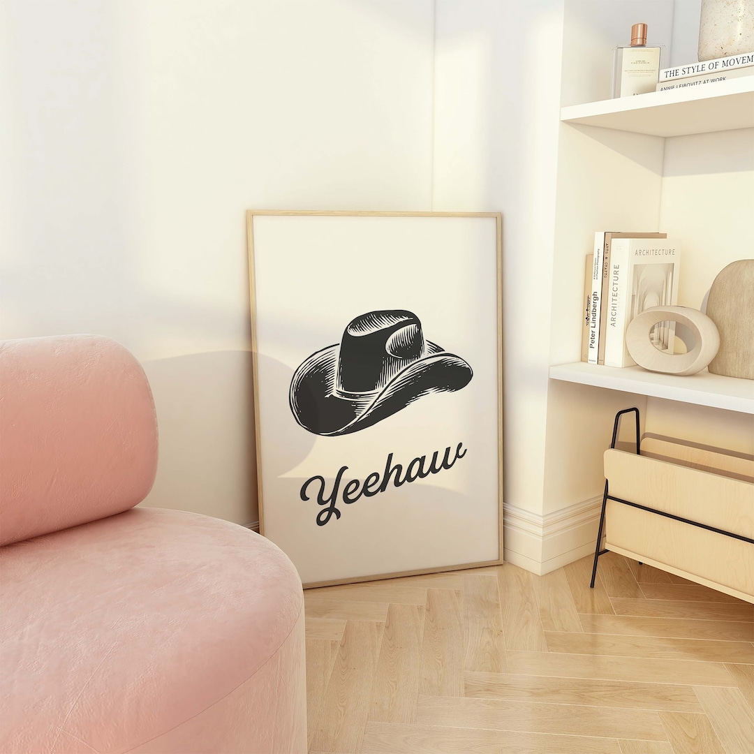 Cowboy Hat Print Digital Art Download Yeehaw Cowgirl Print Retro