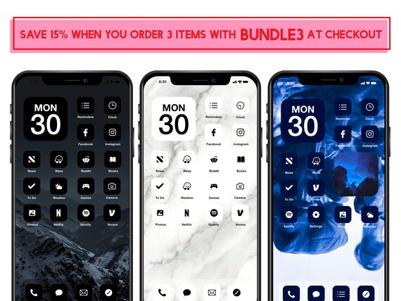Ios Red App Icons 230 Red And Black Minimal Ios 14 Modern Etsy