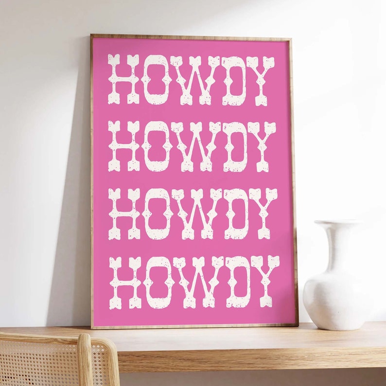 Howdy Print | Digital Art Download | Retro Cowgirl Wall Art | Country Western Art Print | Trendy Retro Cowboy Wall Art image 5