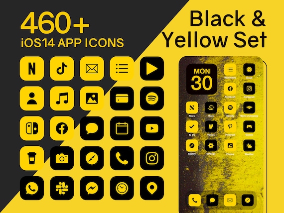 yellow and black app icons yellow and black app icons