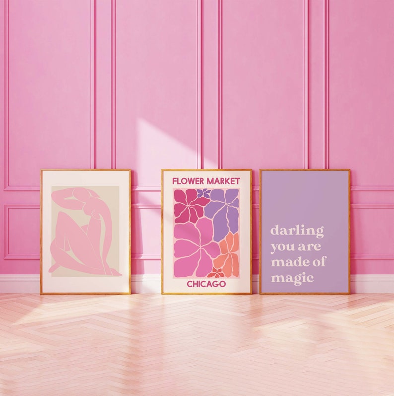 Pink Gallery Wall Set | Digital Art Download | 10 Printables | Boho ...