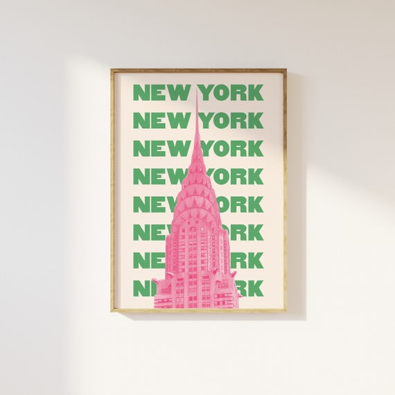 New York Wall Art Print, NYC Skyline Illustration, City Travel Poster, Digital Download