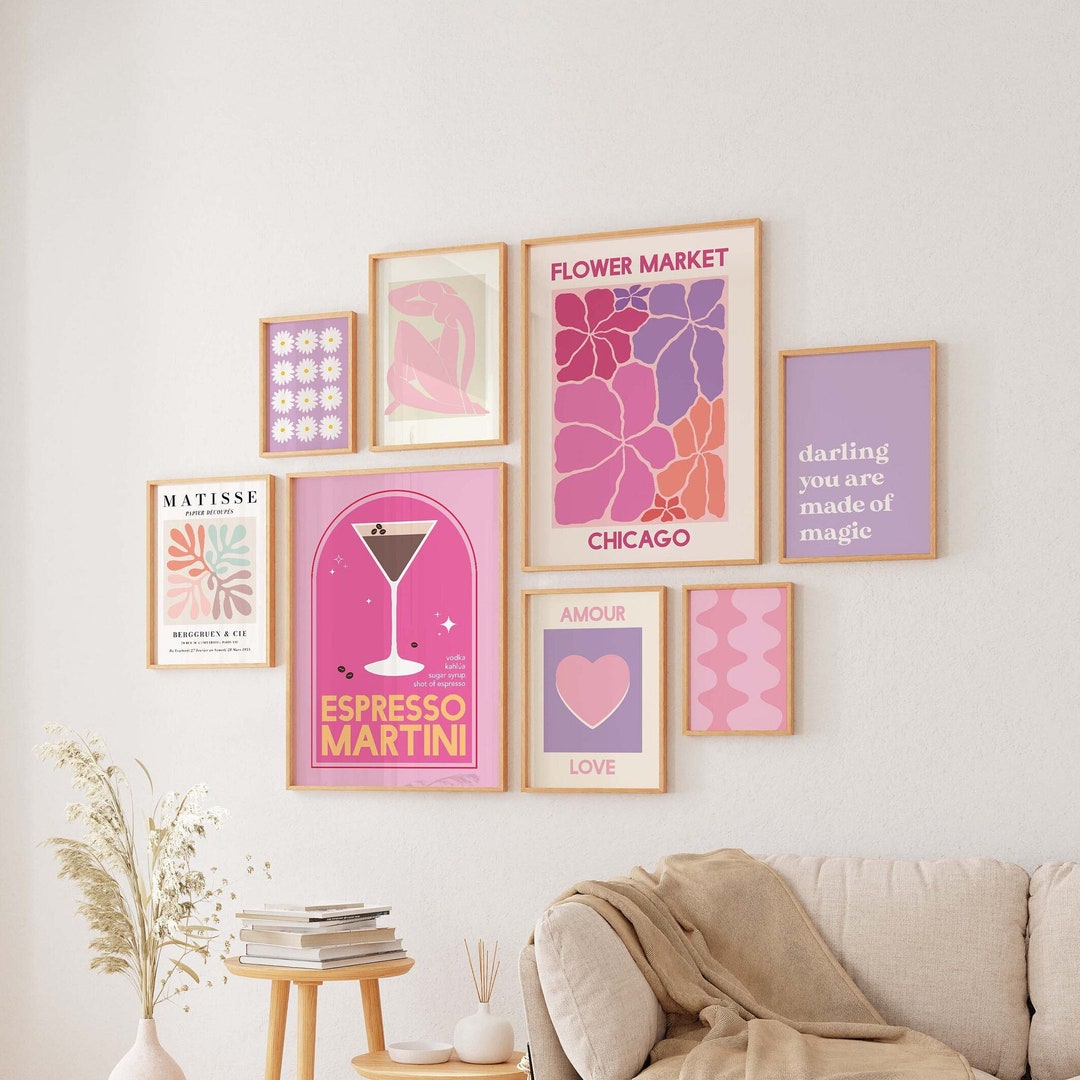 Pink Gallery Wall Set Digital Art Download 10 Printables Boho Matisse