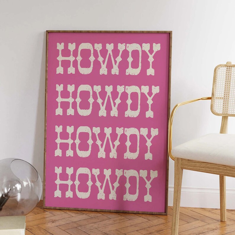 Howdy Print | Digital Art Download | Retro Cowgirl Wall Art | Country Western Art Print | Trendy Retro Cowboy Wall Art image 3