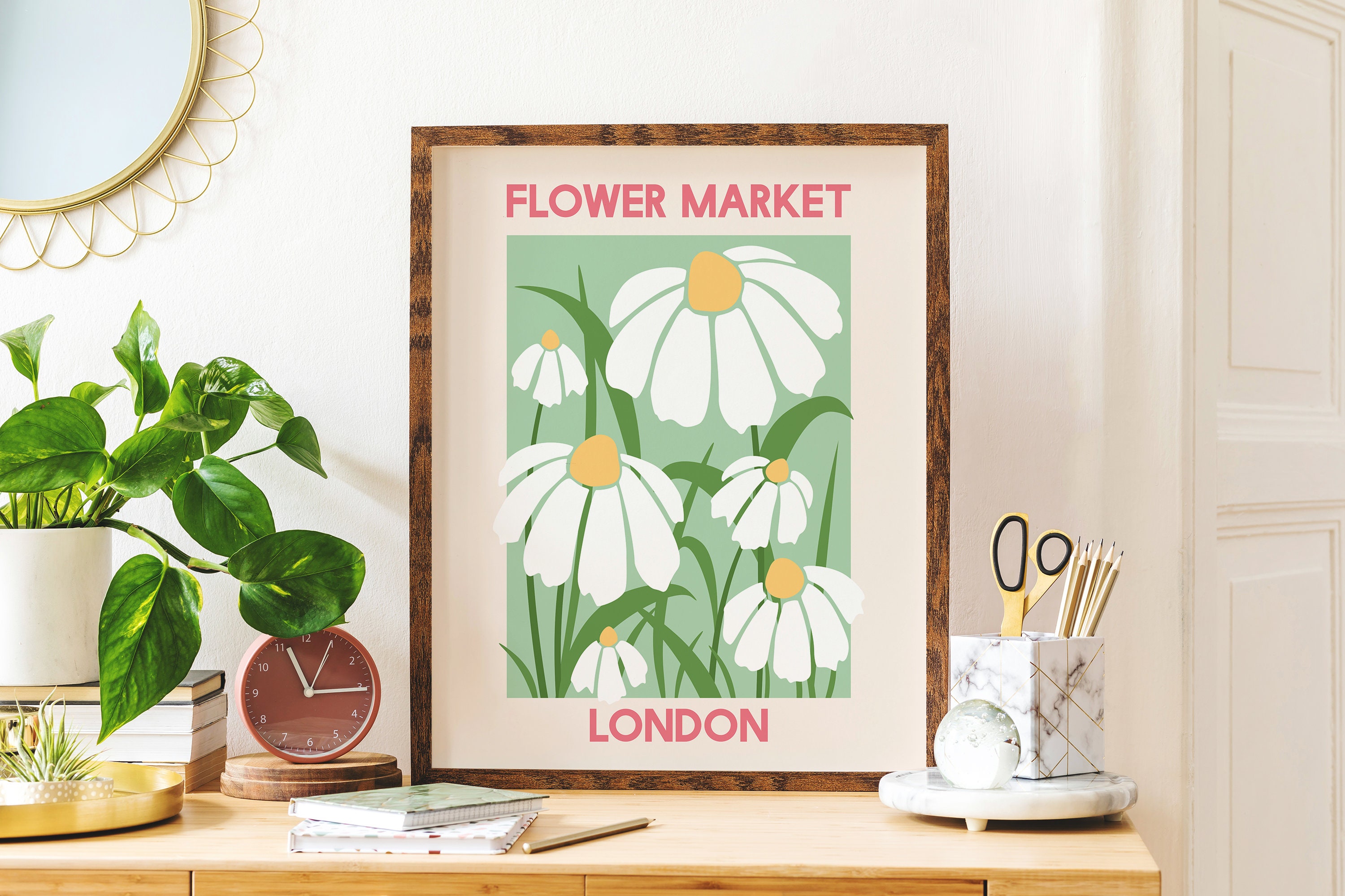 Set of 6 Green and Pink Print Gallery Wall | Digital Art Download | New ...