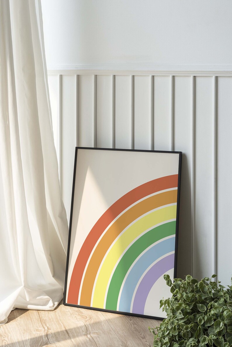 Peut inclure: Une impression encadr&eacute;e d'un arc-en-ciel sur fond blanc. L'arc-en-ciel est compos&eacute; de sept couleurs&nbsp;: rouge, orange, jaune, vert, bleu, indigo et violet.