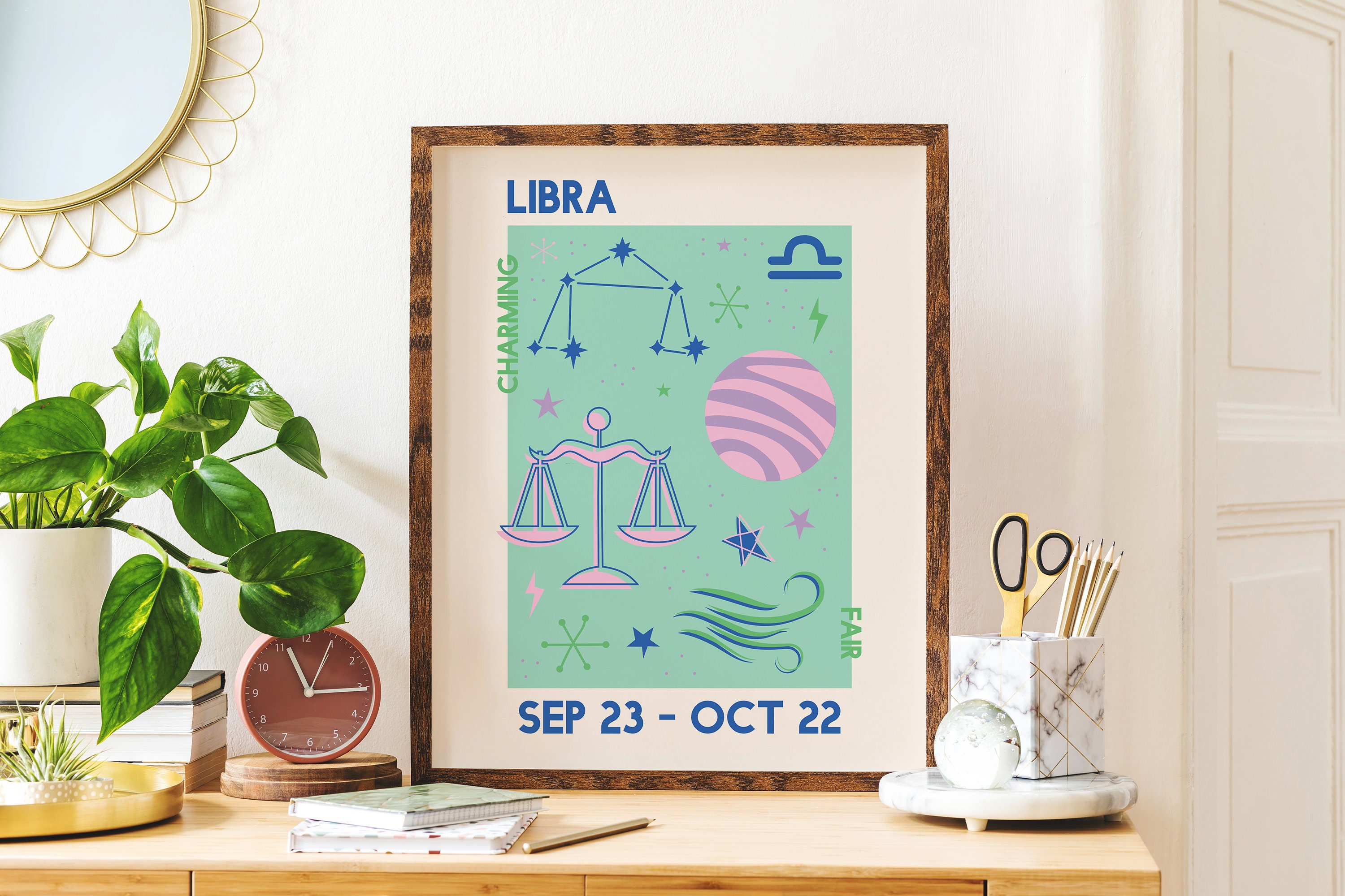 Libra Zodiac Digital Art Download Abstract Astrology Star | Etsy