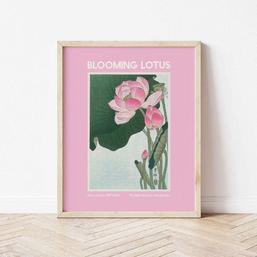 Blooming Lotus Flower Print | Digital Art Download | Pink Japanese ...