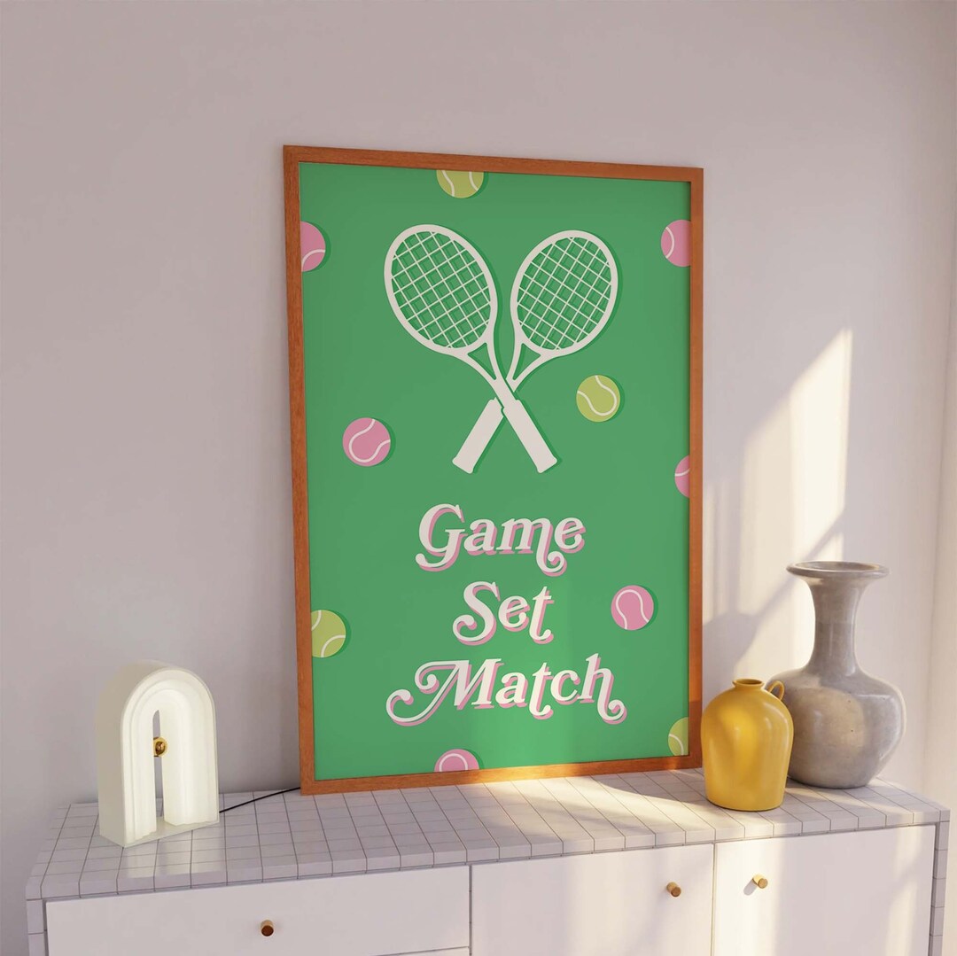 Tennis Print Digital Art Download Green Tennis Wall Art Trendy Pastel