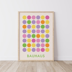 Bauhaus Exhibition Print | Digital Art Download | Pink Abstract Vintage Geometric Printable Art | Cute Trendy Wall Art