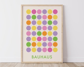 Bauhaus Exhibition Print | Digital Art Download | Pink Abstract Vintage Geometric Printable Art | Cute Trendy Wall Art