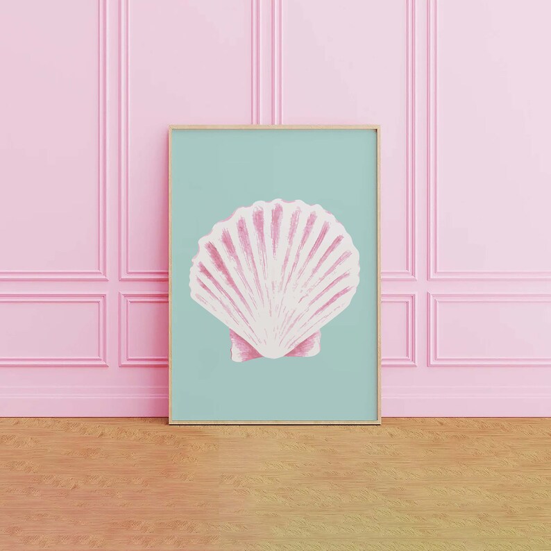 Seashell Print | Digital Art Download | Cute Summer Art Print | Girly ...