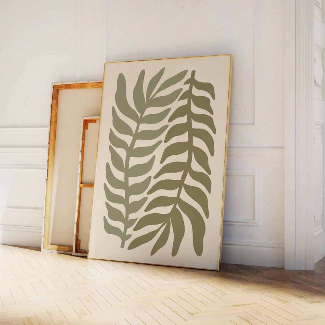 Boho Abstract Botanical Wall Art, Digital Download, Minimal Leaf Print ...
