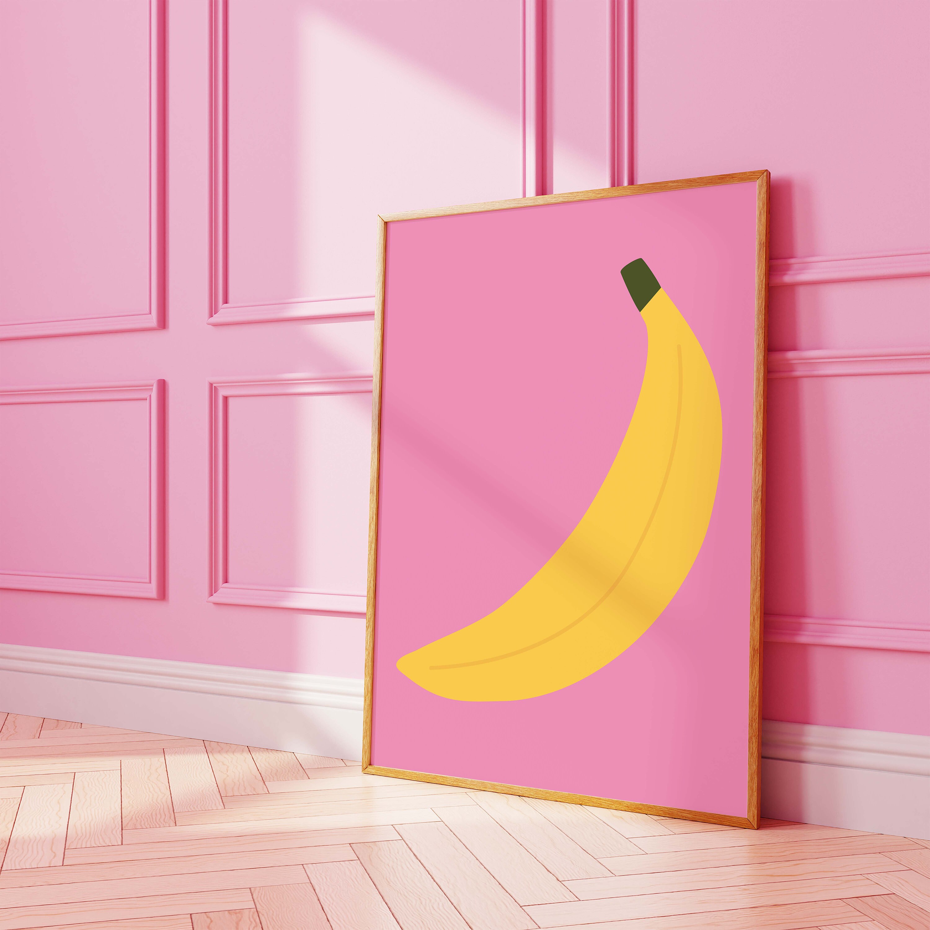 額装済/Banana/ジュールベリ ベルク/インテリア/ポスター/アート Banana Print | Digital Art Download | Fruit Wall Art | Funny