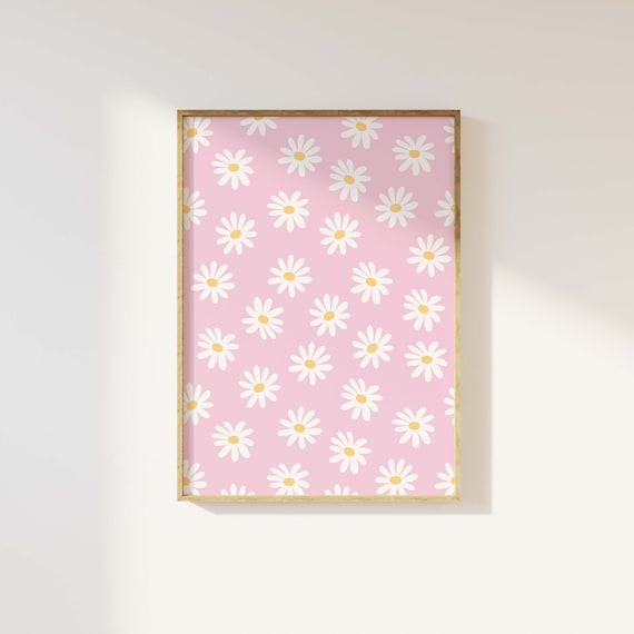 Pink Daisy Print | Digital Art Download | Flower Printable Wall Art | Daisies Floral Art Print | Cute Trendy Wall Art | Spring Wall Decor