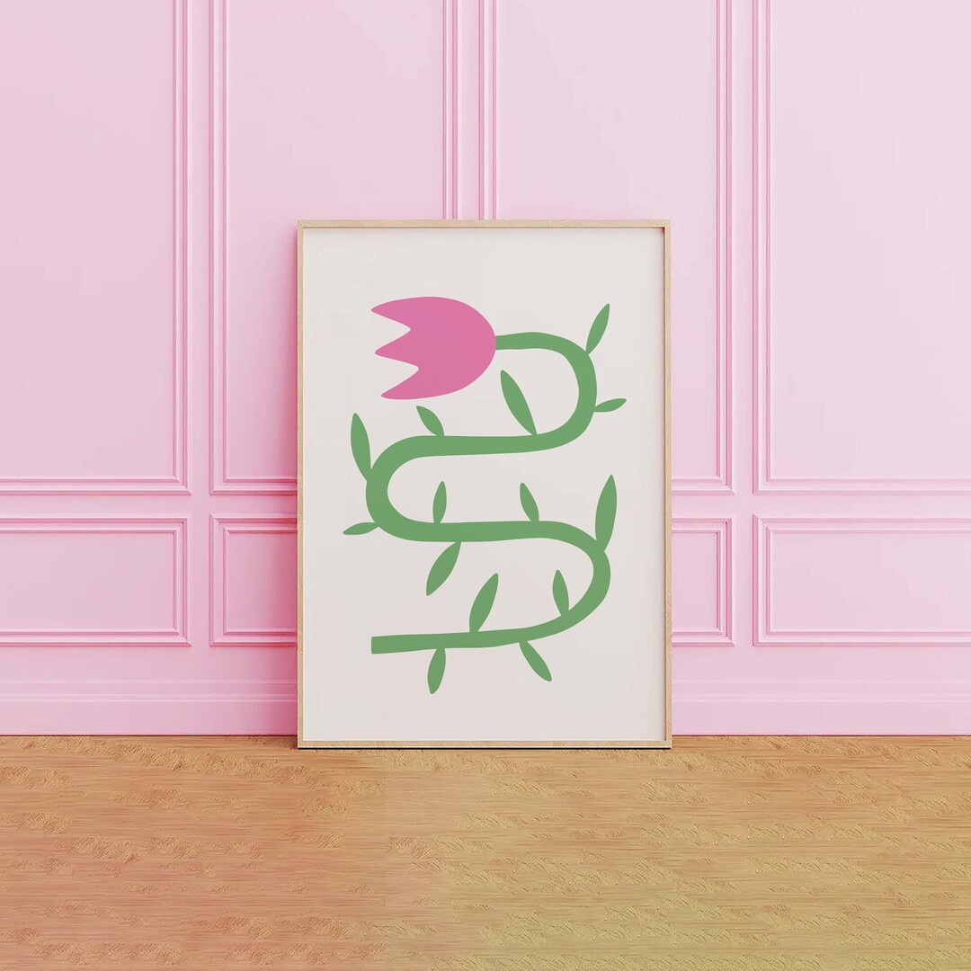 Tulip Print | Digital Art Download | Cute Floral Art Print | Pink ...