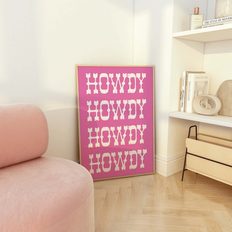 Howdy Print | Digital Art Download | Retro Cowgirl Wall Art | Country Western Art Print | Trendy Retro Cowboy Wall Art image 4
