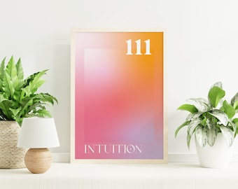Angel Number 111 Intuition Print | Digital Art Download | Spiritual Manifestation Gradient Aura Wall Art | Cute Trendy Wall Art