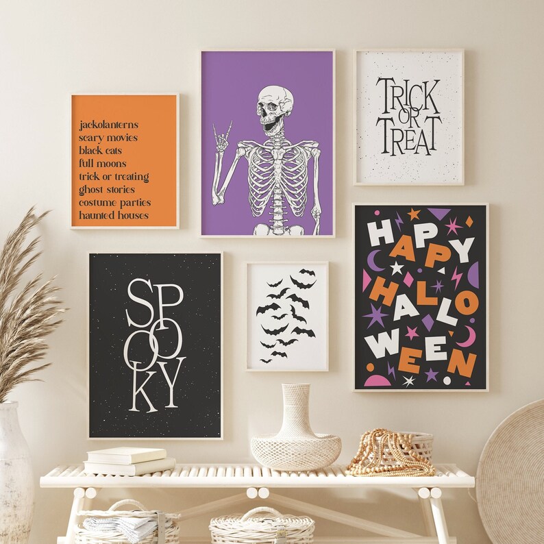 Set of 6 Halloween Prints | Digital Art Download | Cute Halloween ...