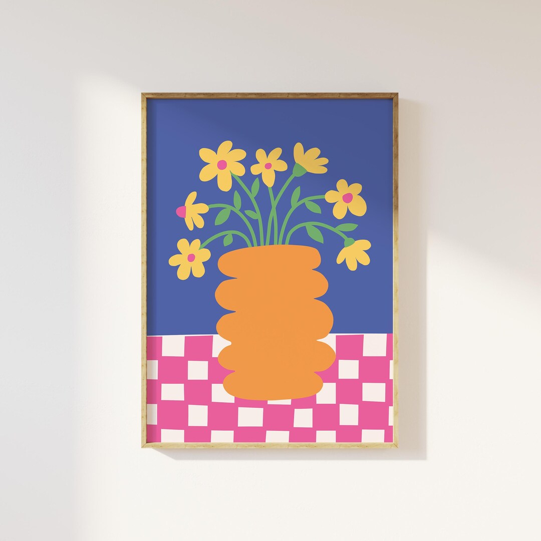 Abstract Floral Wall Art, Colorful Dopamine Decor, Playful Maximalist ...