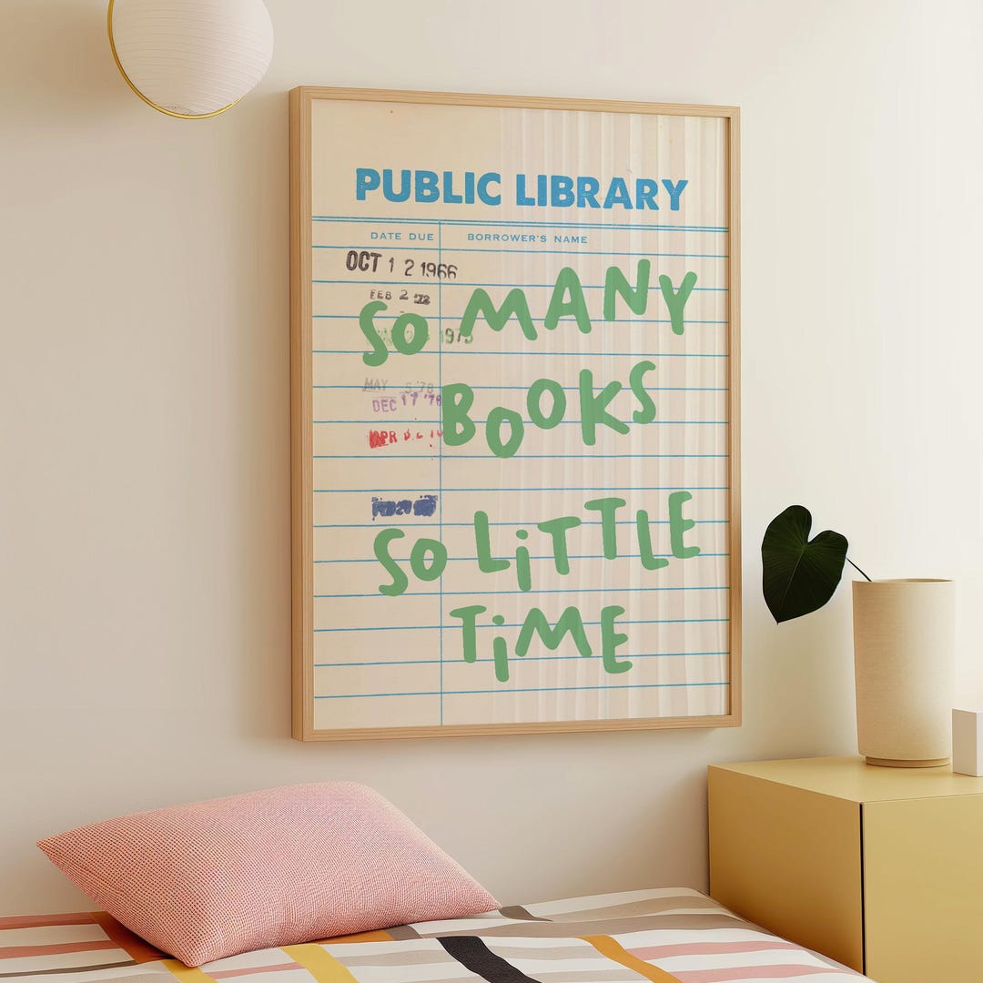 So Many Books Print, Digital Art Download, Cute Book Nook Decor, Trendy ...