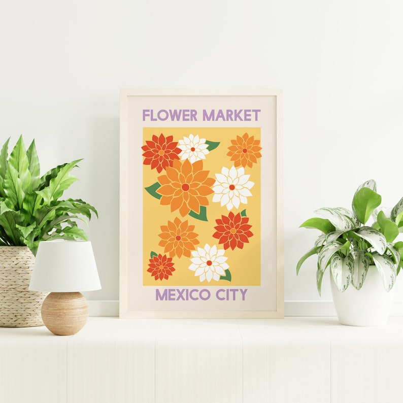 Set of 6 Flower Fruit Market Prints Digital Art Download Colorful Gallery Wall Travel Exhibition Print Set image 7