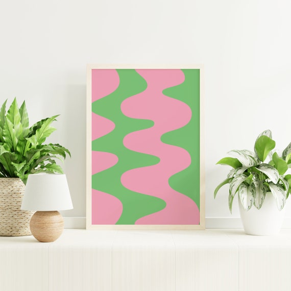 アート　PRETTY GREEN Prints 「Pocket Full」 Pink Cheetah on Green Art Print, Emerald Green Modern Art