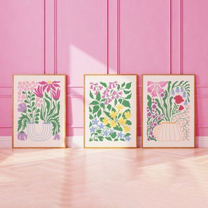 Set of 3 Abstract Floral Prints | Digital Art Download | Cute Flower ...