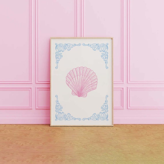 Coquette Seashell Print | Digital Art Download | Cute Summer Art Print | Girly Wall Art | Trendy Beach House Decor | Coastal Wall Art