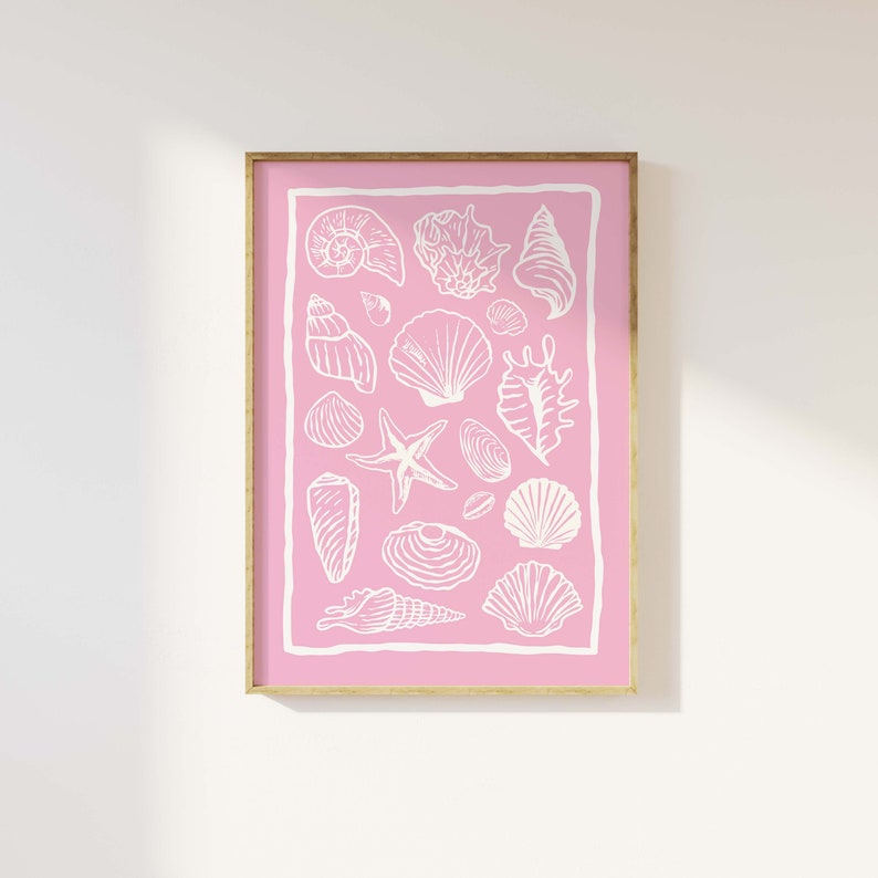 Seashells Print | Digital Art Download | Cute Summer Art Print | Girly ...