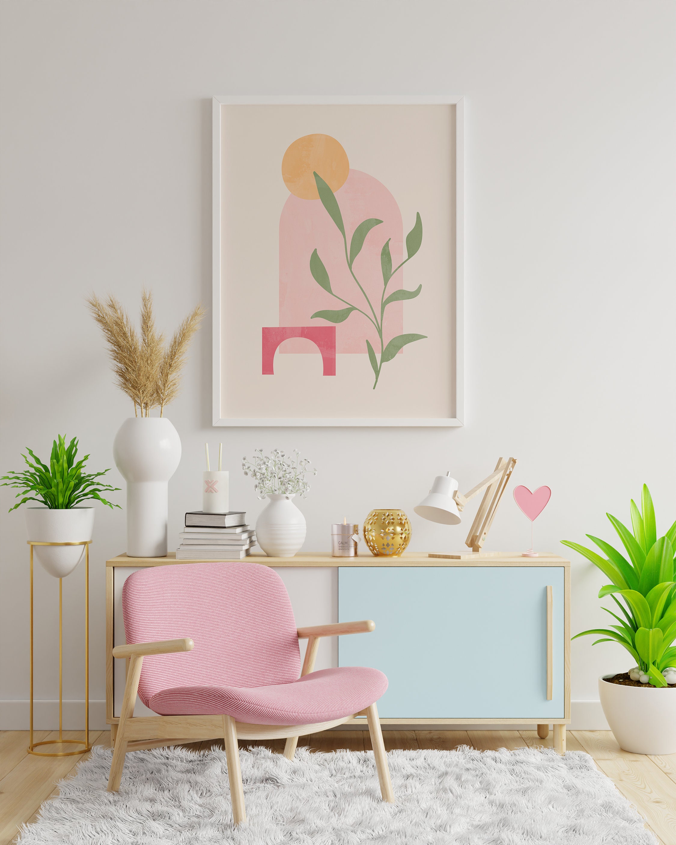 Set of 6 Green and Pink Print Gallery Wall | Digital Art Download | New ...