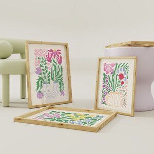 Set of 3 Abstract Floral Prints | Digital Art Download | Cute Flower ...