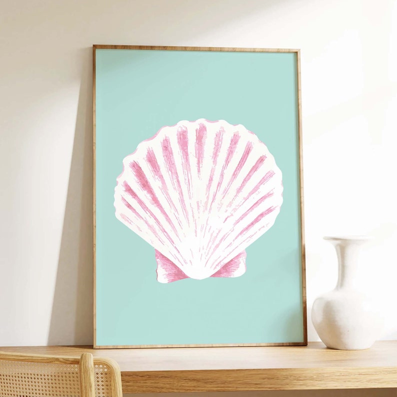 Seashell Print | Digital Art Download | Cute Summer Art Print | Girly ...
