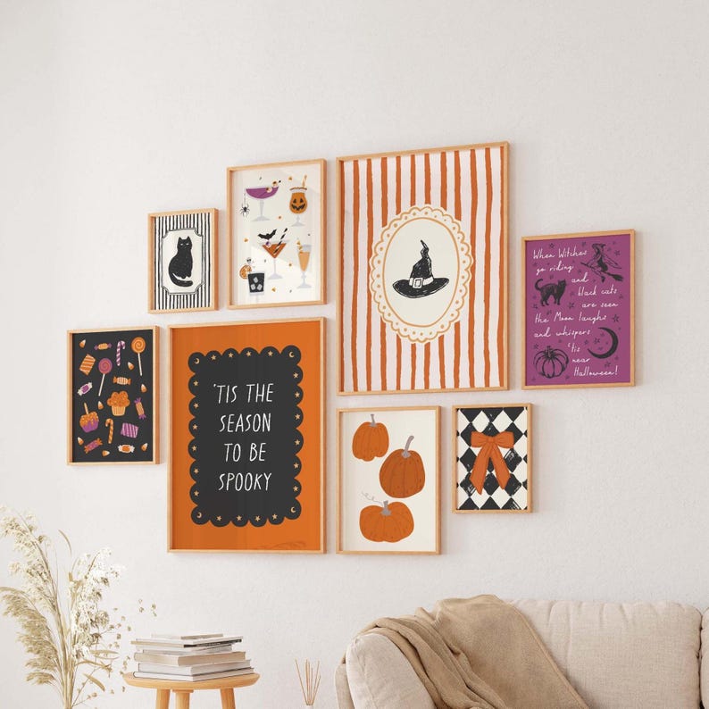 Cozy Halloween Gallery Wall, Digital Download, 10 Printables, Cute ...