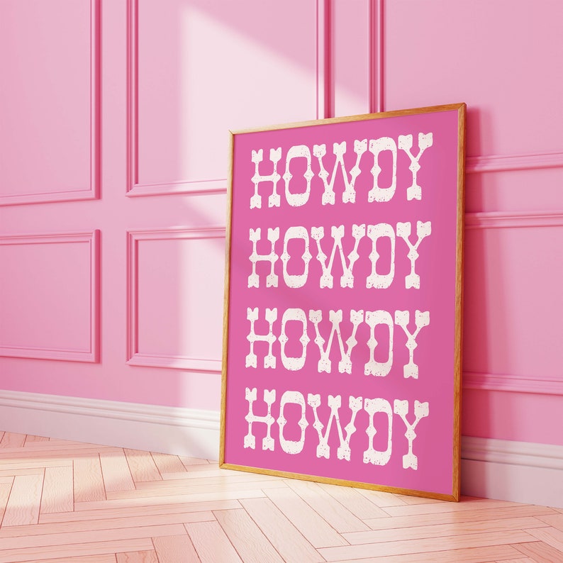Howdy Print | Digital Art Download | Retro Cowgirl Wall Art | Country Western Art Print | Trendy Retro Cowboy Wall Art image 2