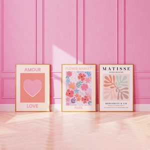 Pink Gallery Wall Set, Digital Art Download, 10 Printables, Boho Matisse Printable Art, Trendy Wall Art Set, Pink Gallery Wall image 3