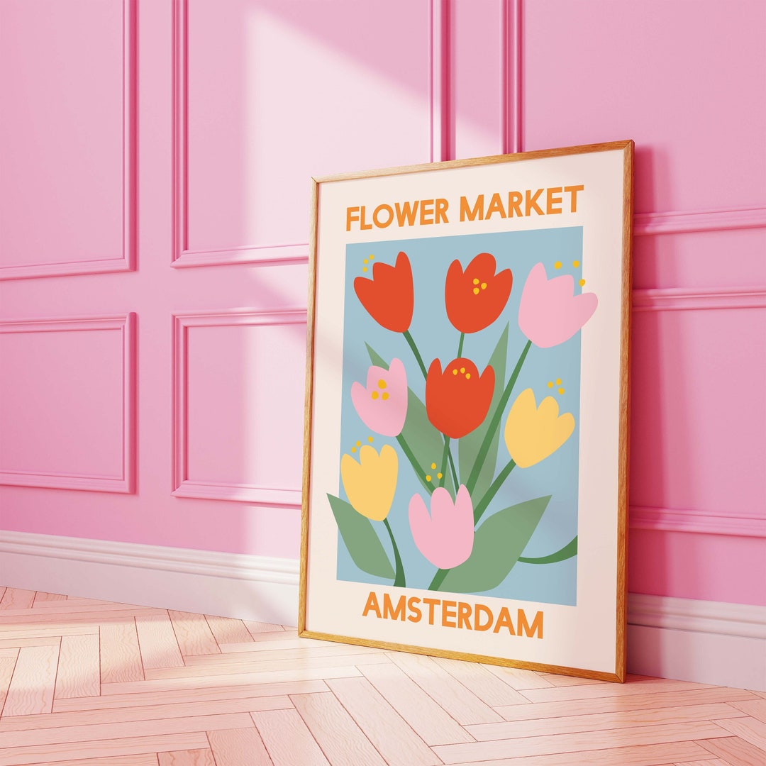 Flower Market Print, Amsterdam Tulip Poster, Colorful Floral Wall Art ...