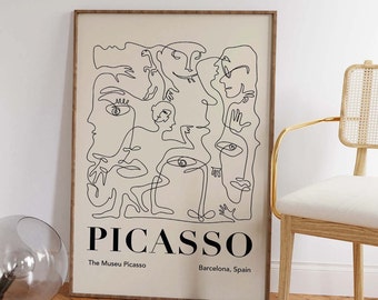Picasso Line Drawing Print | Digital Art Download | Abstract Black