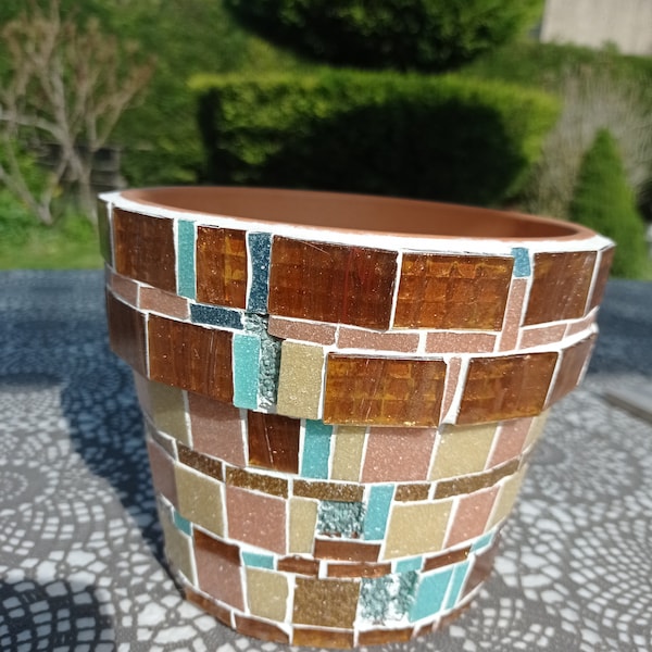 Cache pot en mosaïque fait main