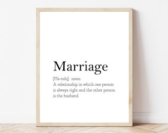 Marriage Definition Print, Dictionary Print, Wall Art, Digital Download