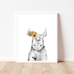 Safari Nursery Print, Sunflower Nursery, Baby Girl Nursery, Printable Wall art