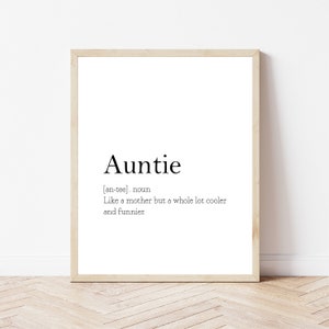 Auntie Definition Print, Gift for Auntie, Dictionary Wall Art, Home Decor