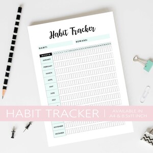 Habit Tracker Printable, Yearly Habit Tracker Printable, Printable Diary