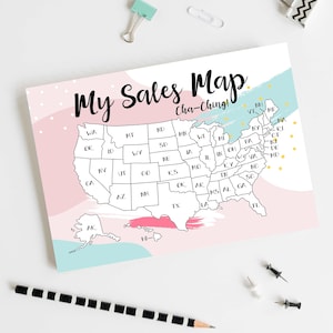 Etsy Sales Map, Sales Tracker, Coloring Map, ChaChing Map