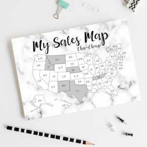 Etsy Sales Map, Sales Tracker, Coloring Map, Sales Chart