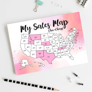 Etsy Sales Map, Sales Tracker, Coloring Map, World Map Printable